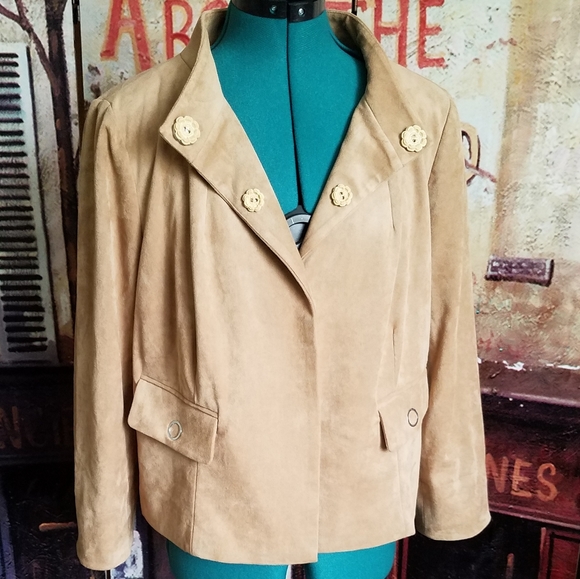 Chico's Black label washable suede tan coat - Picture 1 of 11